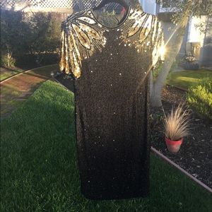 Vintage Black and gold beaded dress